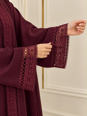 Burgundy lace Abaya