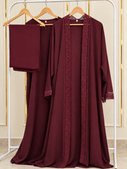 Burgundy lace Abaya