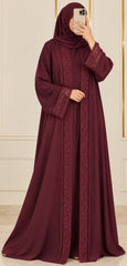 Burgundy lace Abaya